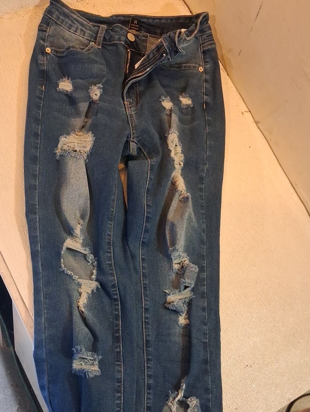Women's Skinny Distressed Blue Denim Jeans